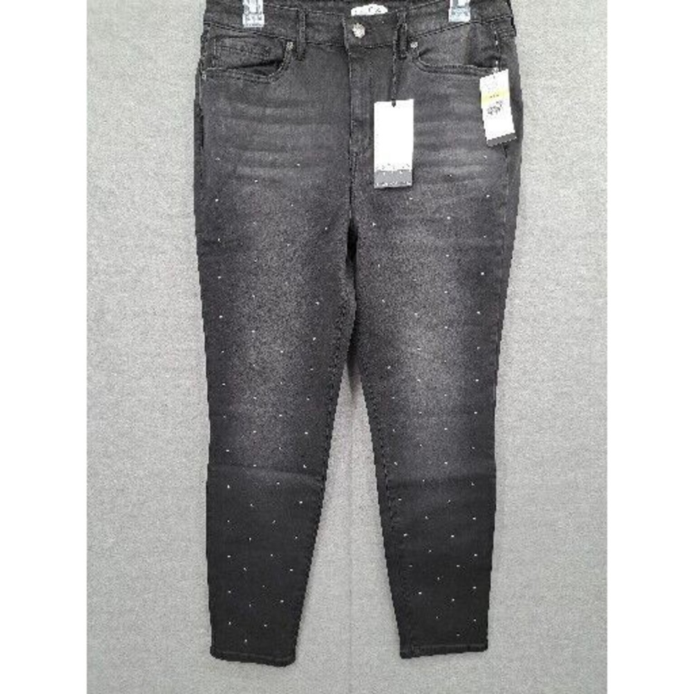 Sofia Vergara Rosa Curvy Ankle Jeans Womens 12  Black Denim Mini Bling